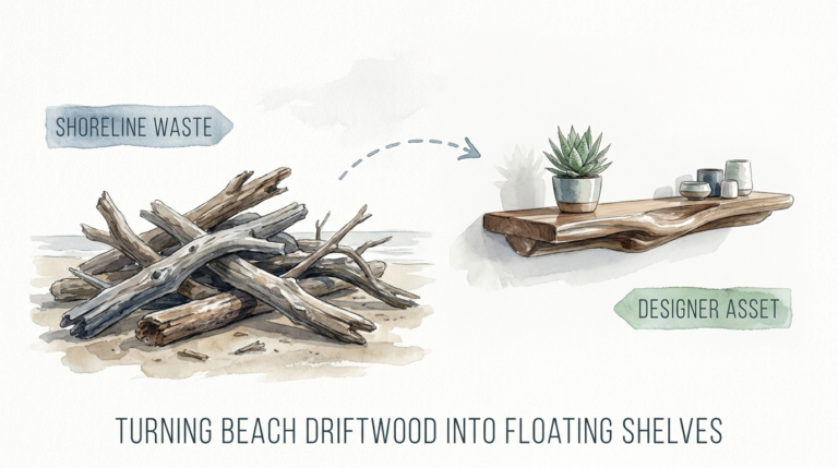 Turning Beach Driftwood Into Floating Shelves