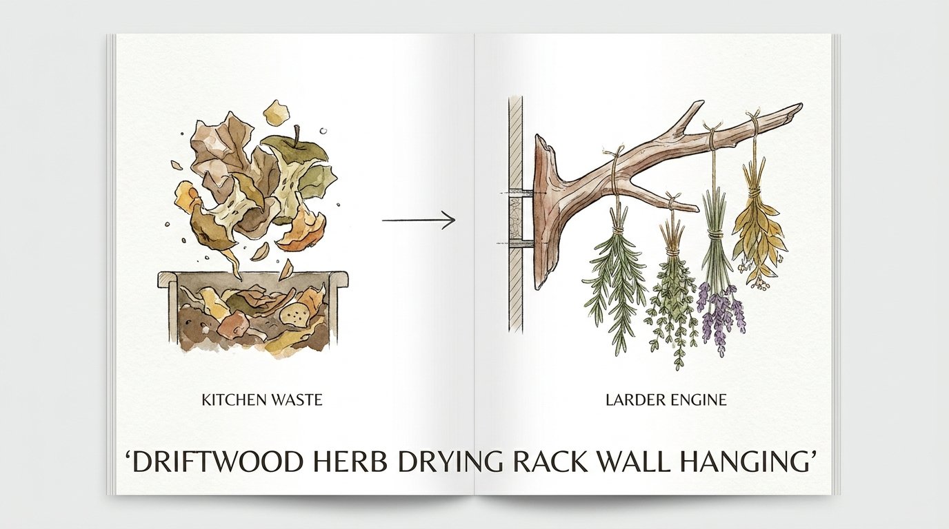 Driftwood Herb Drying Rack Wall Hanging