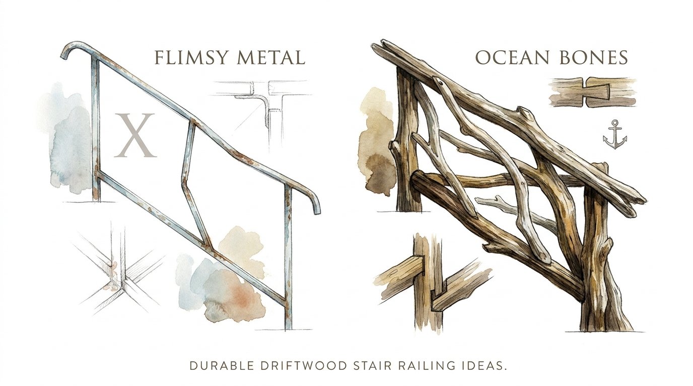 Durable Driftwood Stair Railing Ideas