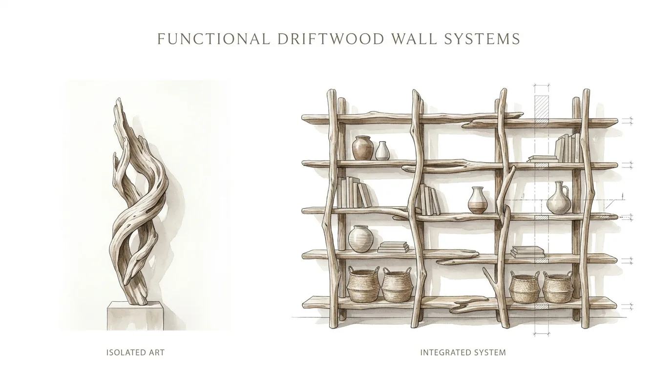 Functional Driftwood Wall Systems