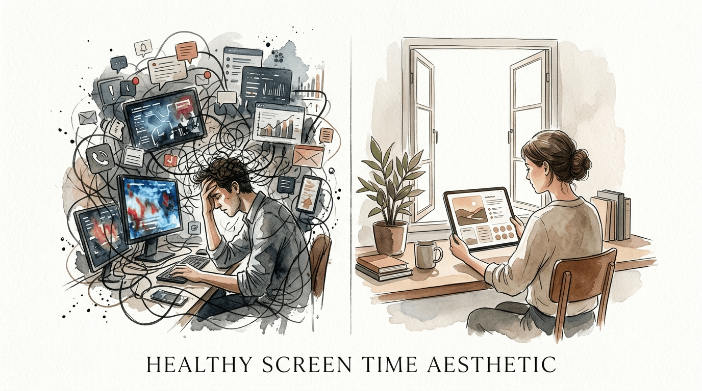 healthy screen time aesthetic