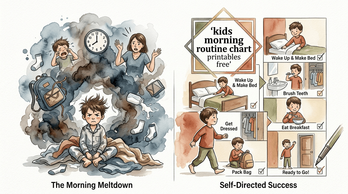 kids morning routine chart printables free