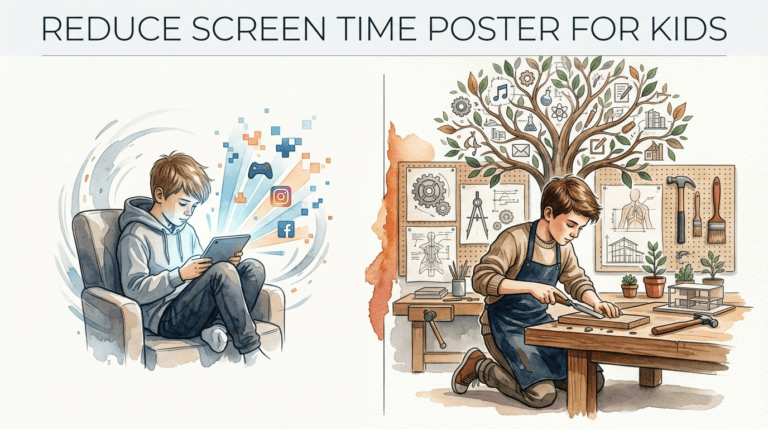 reduce screen time poster for kids