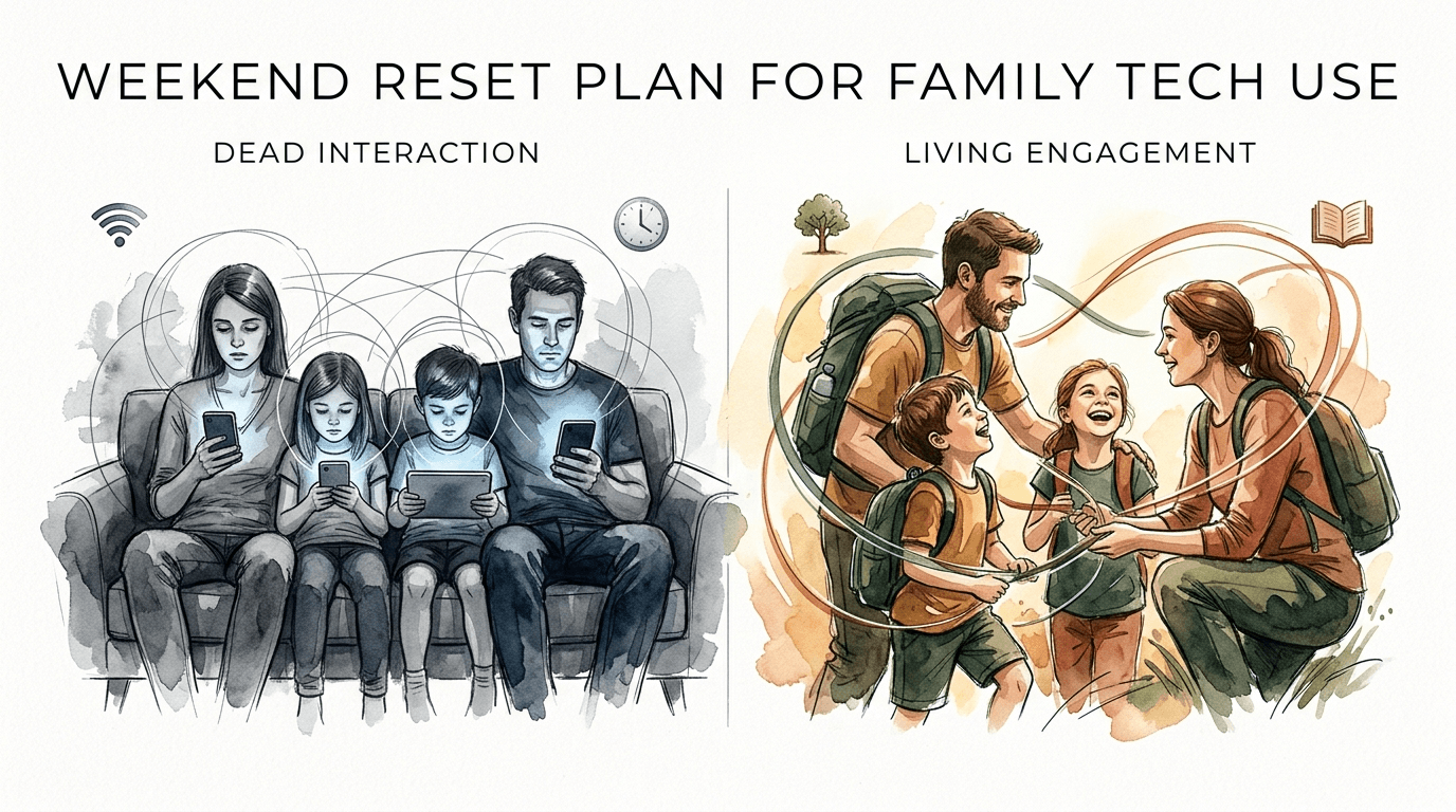 weekend reset plan for family tech use